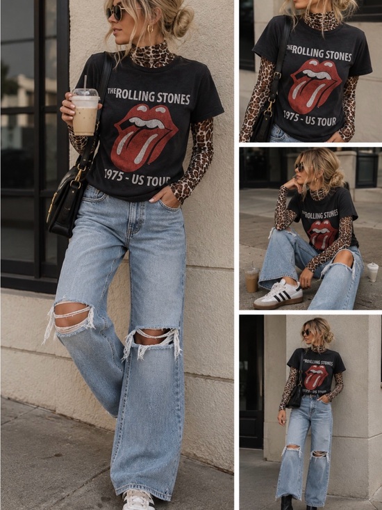 the Rolling Stones Denim - the Rolling Stones black graphic tee